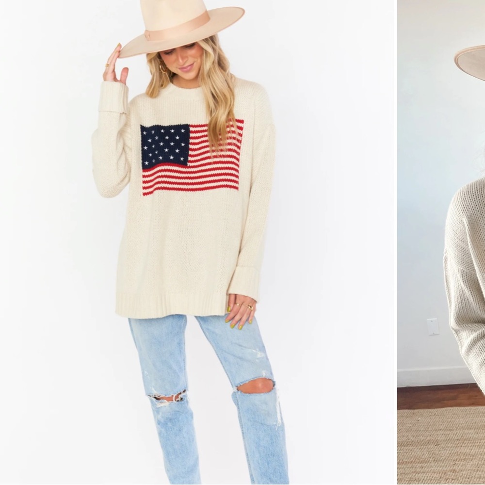 Show Me Your MuMu Fireside Cream American Flag Sweater XL - Picture 4 of 9